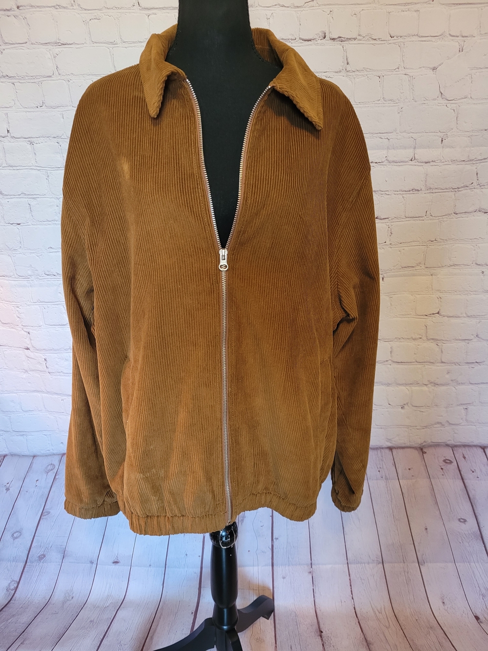 Mens Size XL(46-48) Brown Full Zip Collard Corduroy Jacket Fall Neutral Trendy